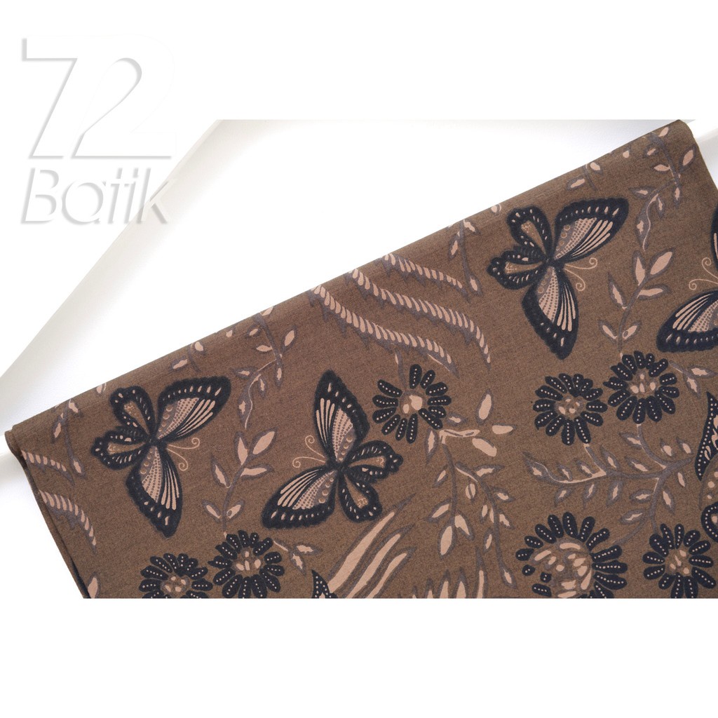 KAIN BATIK PREMIUM Bahan Katun Motif Kupu Kupu Two Tone Pagi Sore Warna Coklat Hitam 722029 Cap 72 Jarik Jarit Samping Kebat Panjang Batik Katun Modern Premium Bahan Seragam Batik Pernikahan Kantor Keluarga Murah Kamen Jadi Batik Bali Lembaran