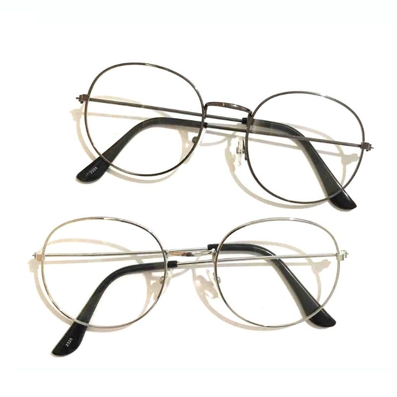 0Kacamata Frame/Kacamata Wanita dan Pria Gaya Retro Round Eyeglasses Metal Frame