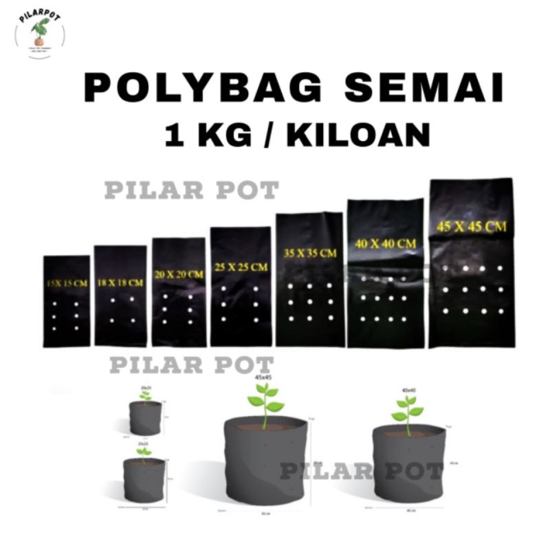 plastik polybag polibag semai tanaman 1 KG semua ukuran - POLYBAG KILOAN