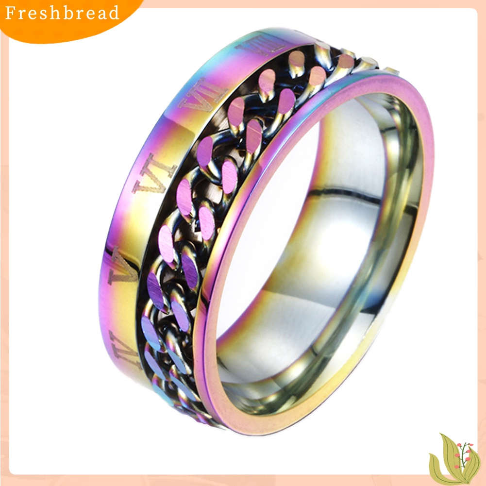 Fresh| Cincin Titanium Steel Model Rantai Twist Angka Romawi Untuk Unisex