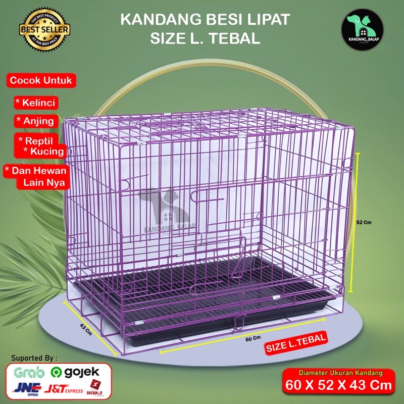 KANDANG BESI LIPAT SIZE L (60x55x43) TEBAL u/ KUCING, ANJING, KELINCI DLL-1