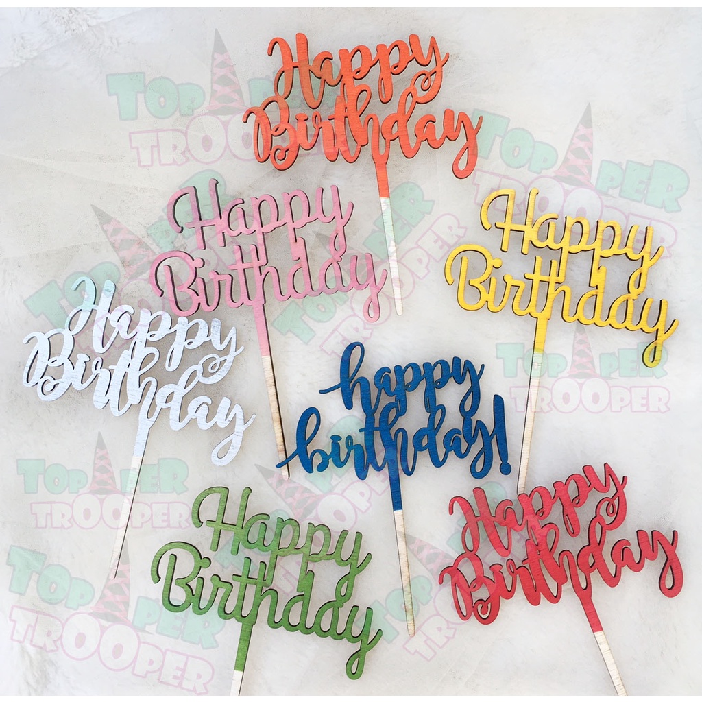 Topper Kue Ulangtahun Cake Topper Happy Birthday  - CUSTOM NAMA WOOD/KAYU