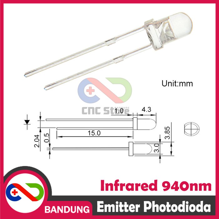 INFRARED PHOTODIODE PHOTOTRANSISTOR EMITTER TRANSMITTER 940NM 5M