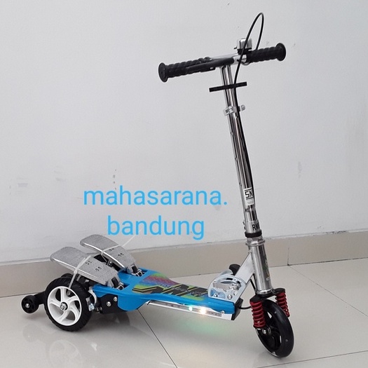 Skuter Kayuh Dual Pedal RMB Musik Dan Lampu Blue
