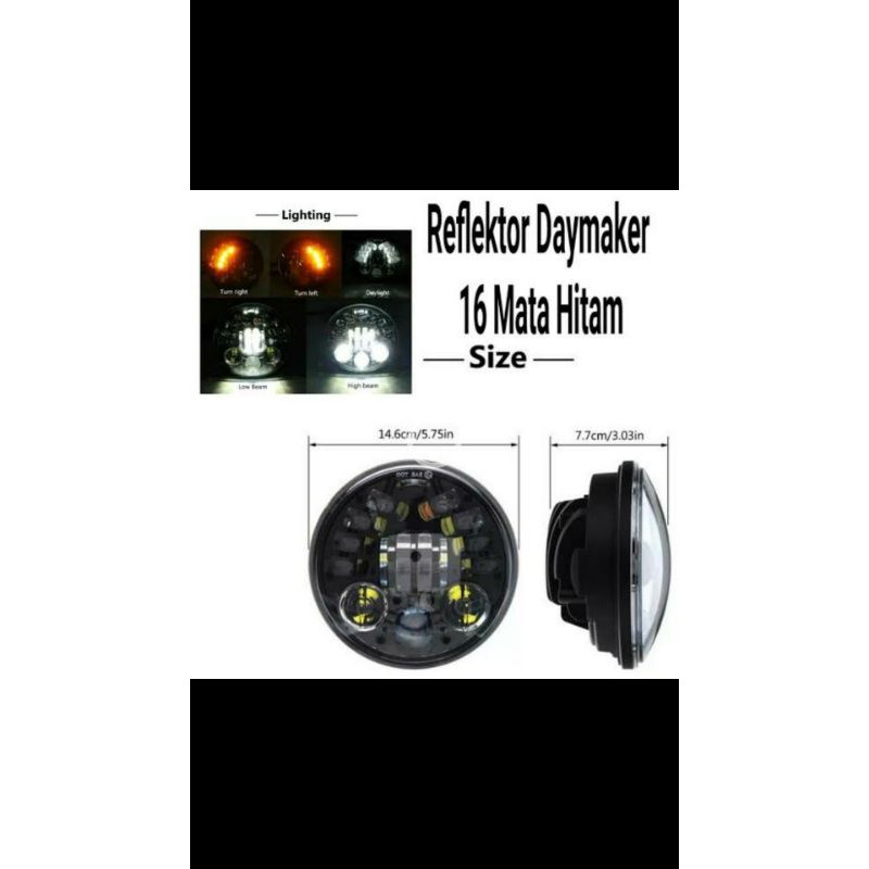 Lampu Reflektor Headlamp Daymaker 5.75 inch 16 titik import cb vespa dsb