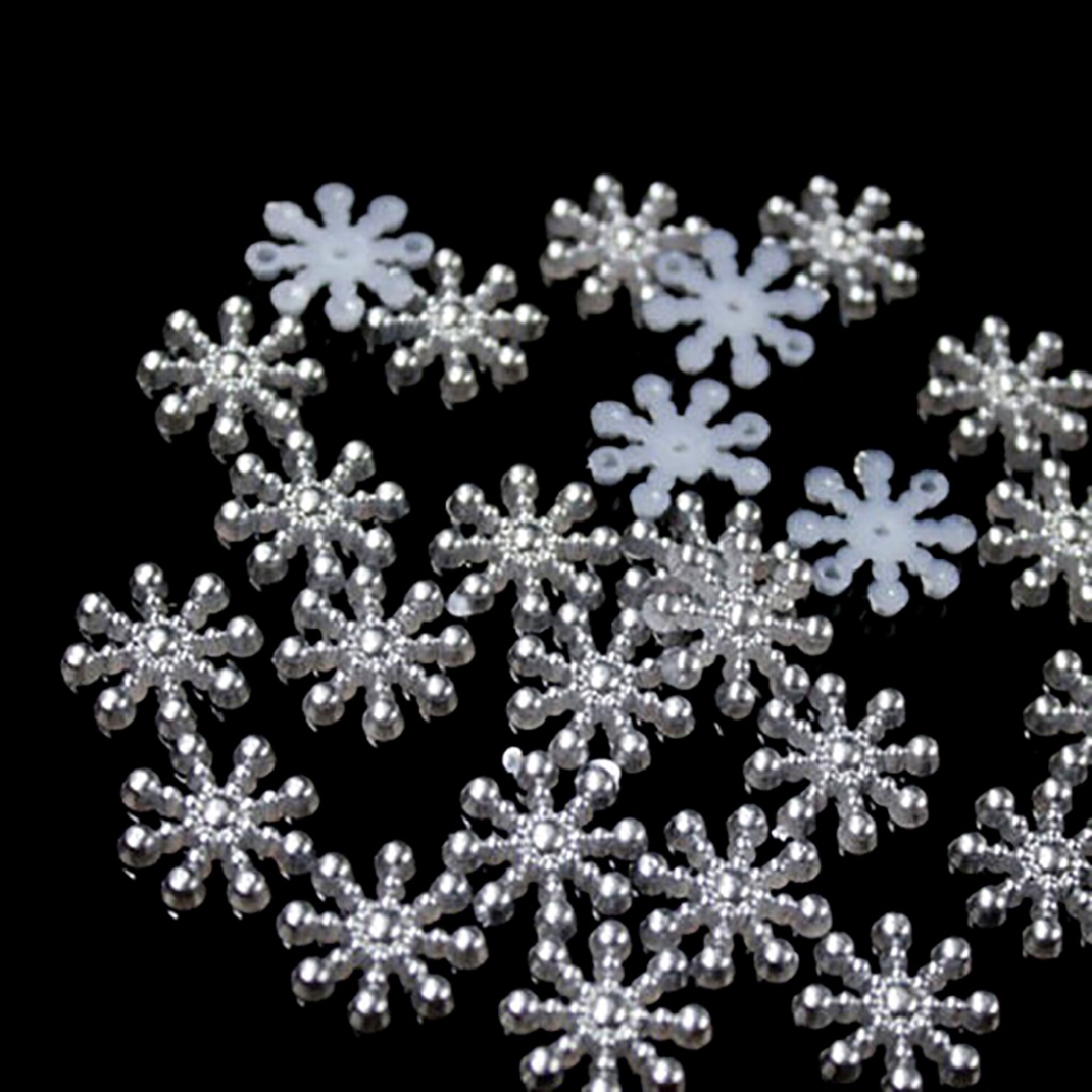 Ha 100pcs Hiasan Snowflake Mutiara Flatback Untuk DIY Craftdekorasi Natal