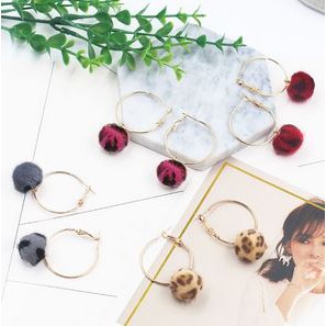 Anting Korea Import Hoops Pompom