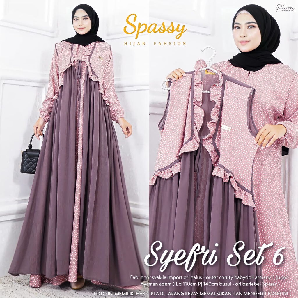 Syefri Set 6 Baju Fashion muslim Wanita Pakaian Gamis Perempuan Remaja Dewasa Orang Tua Kekinian Dre