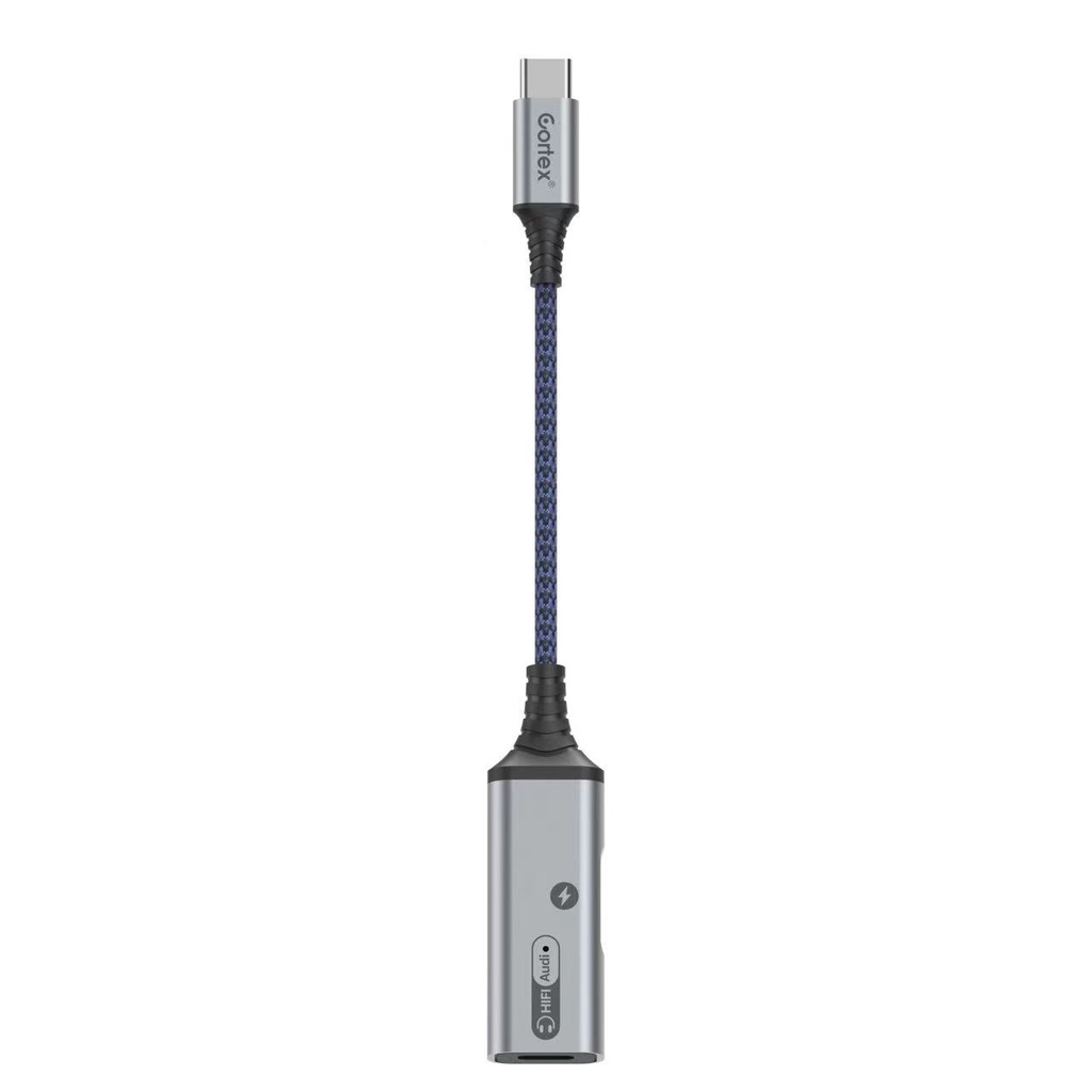 Cortex MH338 USB-C Splitter 2in1 Type-C to Charging + Audio Open Mic 60W Charging Adapter