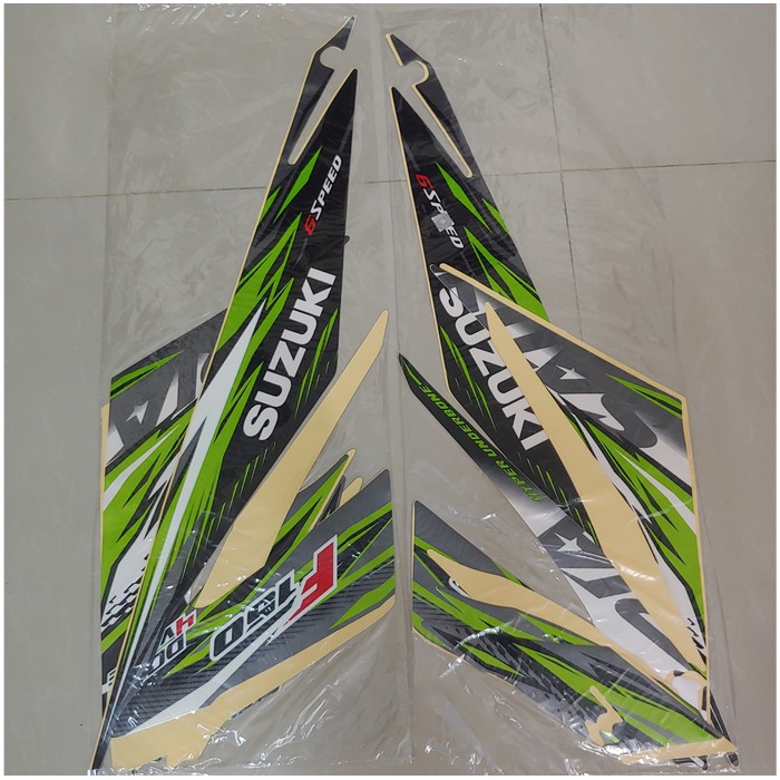 Stiker Bodi &amp; Lis Body &amp; Striping Satria Fu 2013 Hijau Hitam Facelift - STICKER