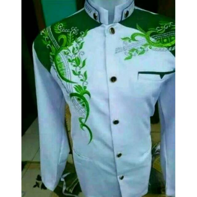 Jasko Putih kombinasi Hijau baru - baju koko pria