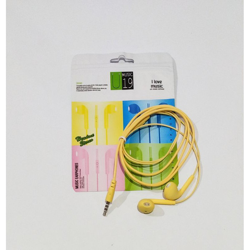 Headset U19 headset macaron earphone warna warni handsfree macaroon U19