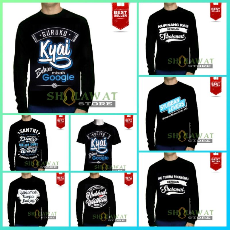 [BEST SELLER] Kaos Santri Pria Lengan Panjang/Kaos Guruku Kyai/Kaos Distro Santri Pria Murah/Kaos Sa