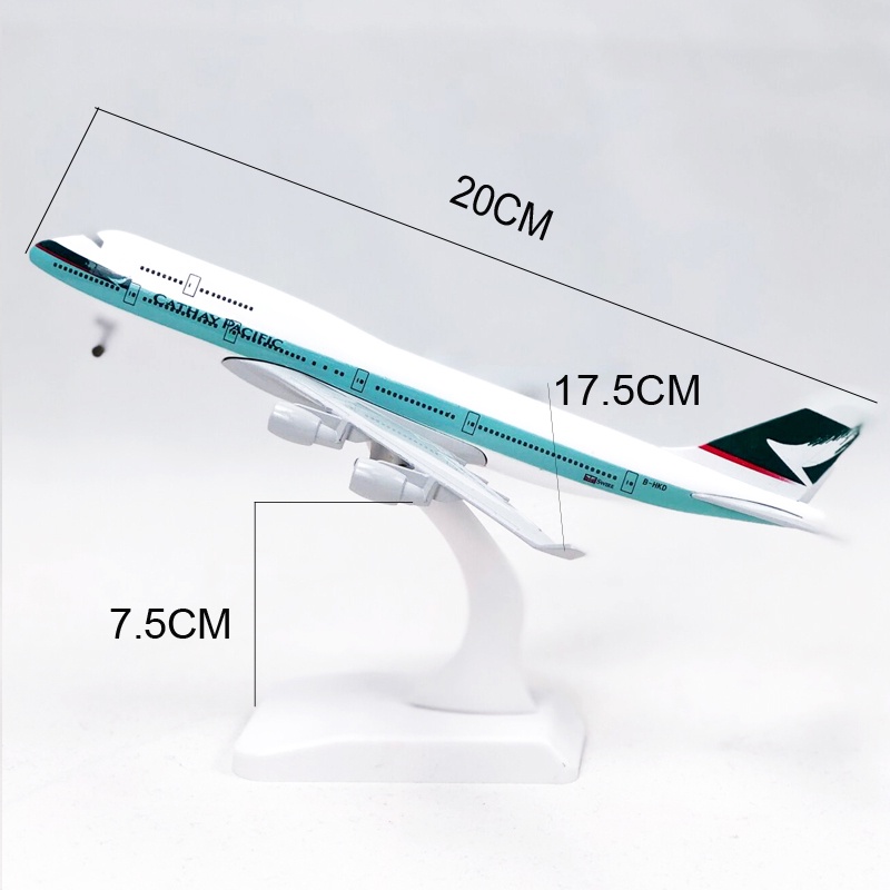 Cathay Pacific Airways B747 Model Pesawat Hong Kong Airliner Boeing B747 Die-cast Bahan Alloy Metal 20CM