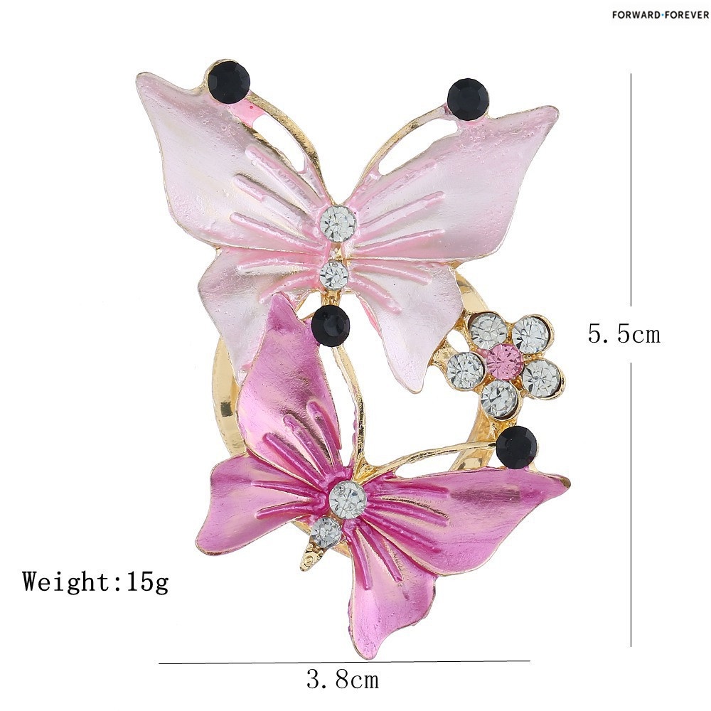 Women's Fashion Butterfly Faux Crystal Rhinestone Scarf Ring Buckle Clip M40058