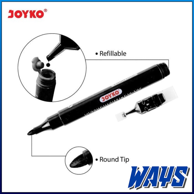 [Z185] Spidol Joyko Permanent Marker PM-34RF + Bonus Refill Tinta