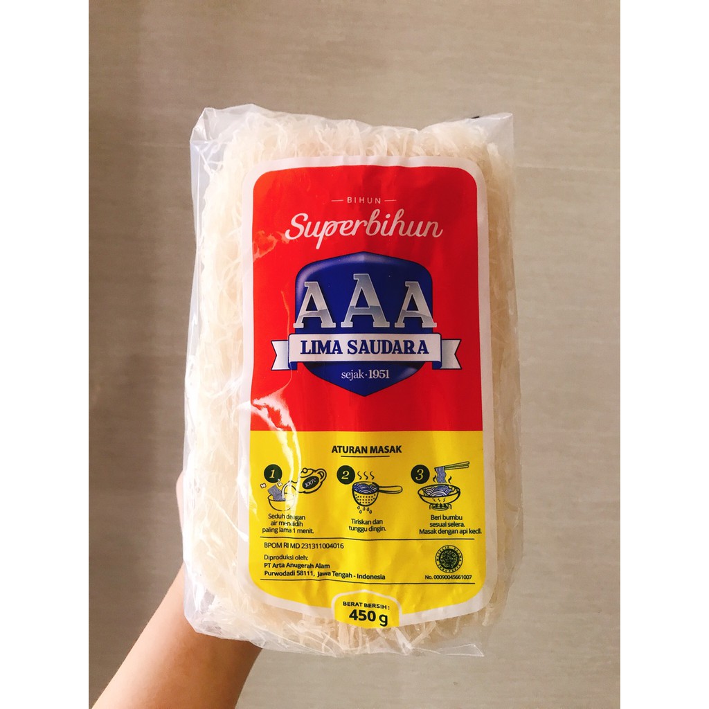 

Bihun AAA 450g / super bihun cap AAA lima saudara 450 gram / Super Bihun Besar