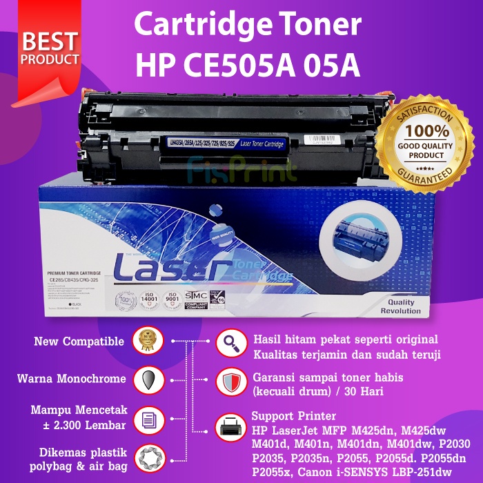 Cartridge Toner HP 80A CF280A 05A CE505A Compatible Tinta Printer P2035n P2055 M425dn M425dw M401dn