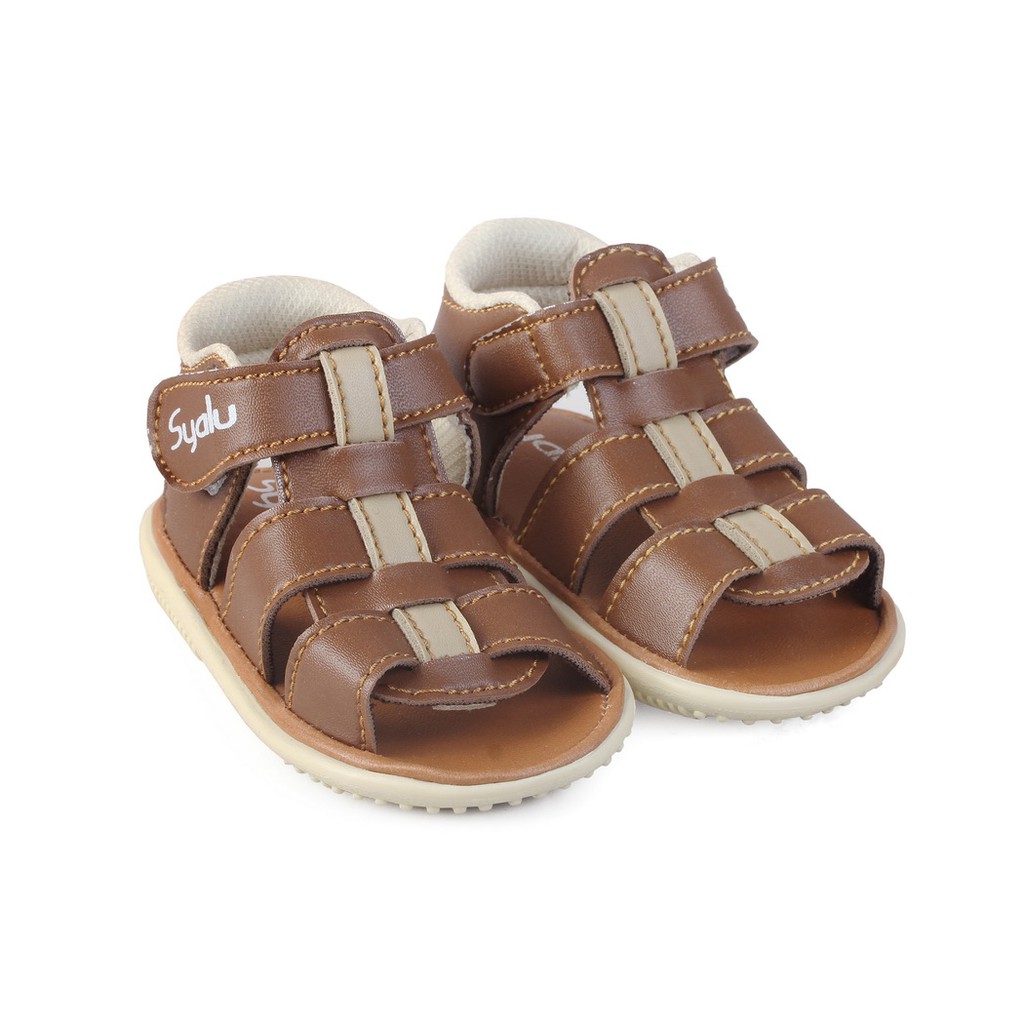 sandal anak cowok usia 1 2 tahun bunyi toet SL16 BROWN