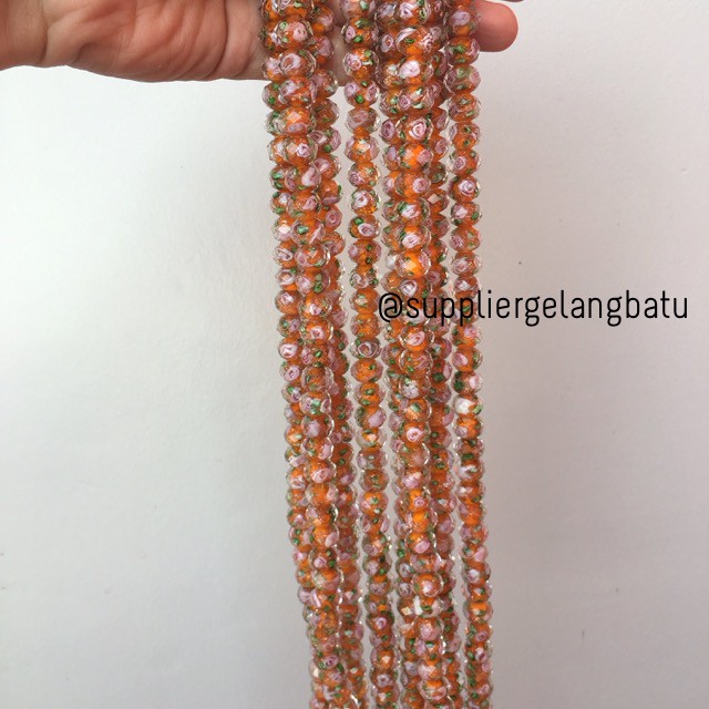 Lampwork kristal Murano 14x12mm bahan crystal ceko mawar oren premium grosir kerajinan beads suppier