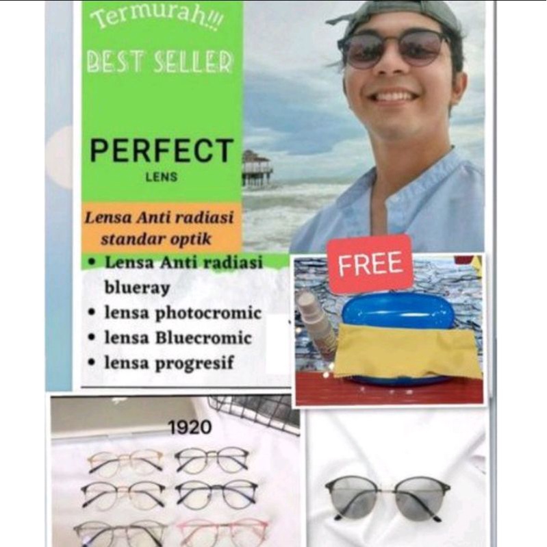 Kacamata 1920/ Paket Frame + Lensa Anti Radiasi, Blueray, Photocromic, Bluecromic