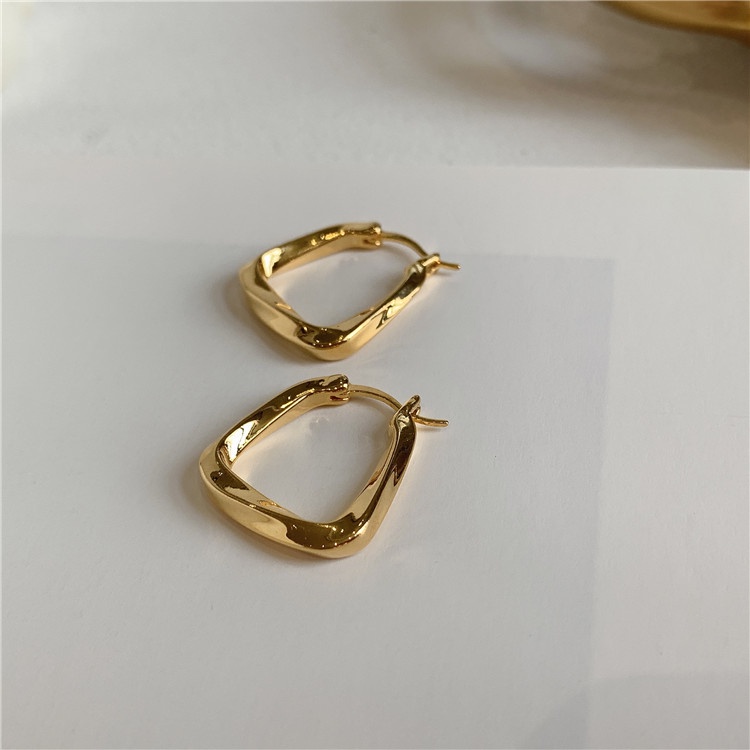 Anting Bentuk Geometris Irregular Bahan S925 Silver Gaya Korea