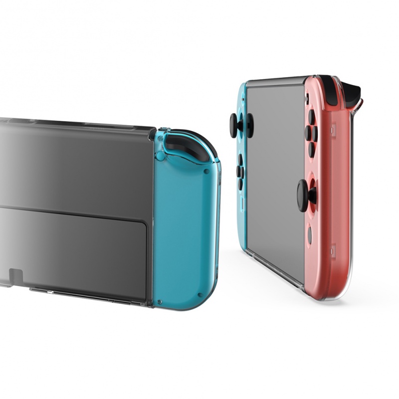 Hard Case Cover Pelindung Konsol Nintendo Switch Oled 3 In 1 Kiri / Kanan Bahan Pc Transparan