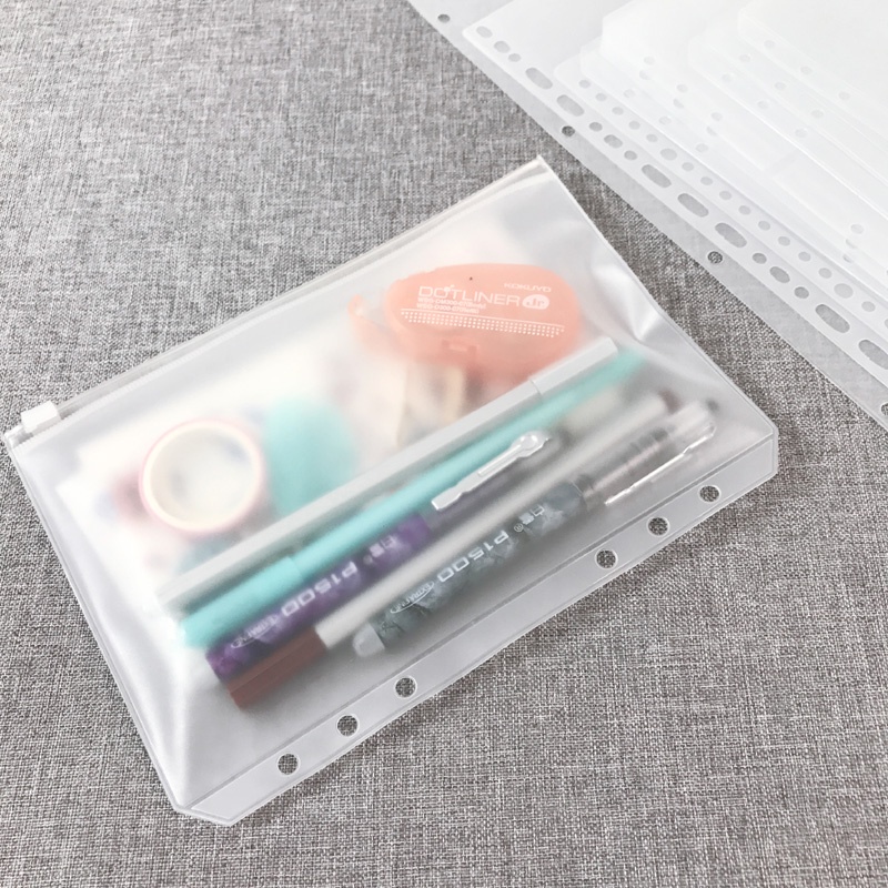 

Organizer Zipper Pocket Binder Divider A5 A6 Transparan Multiring Binder