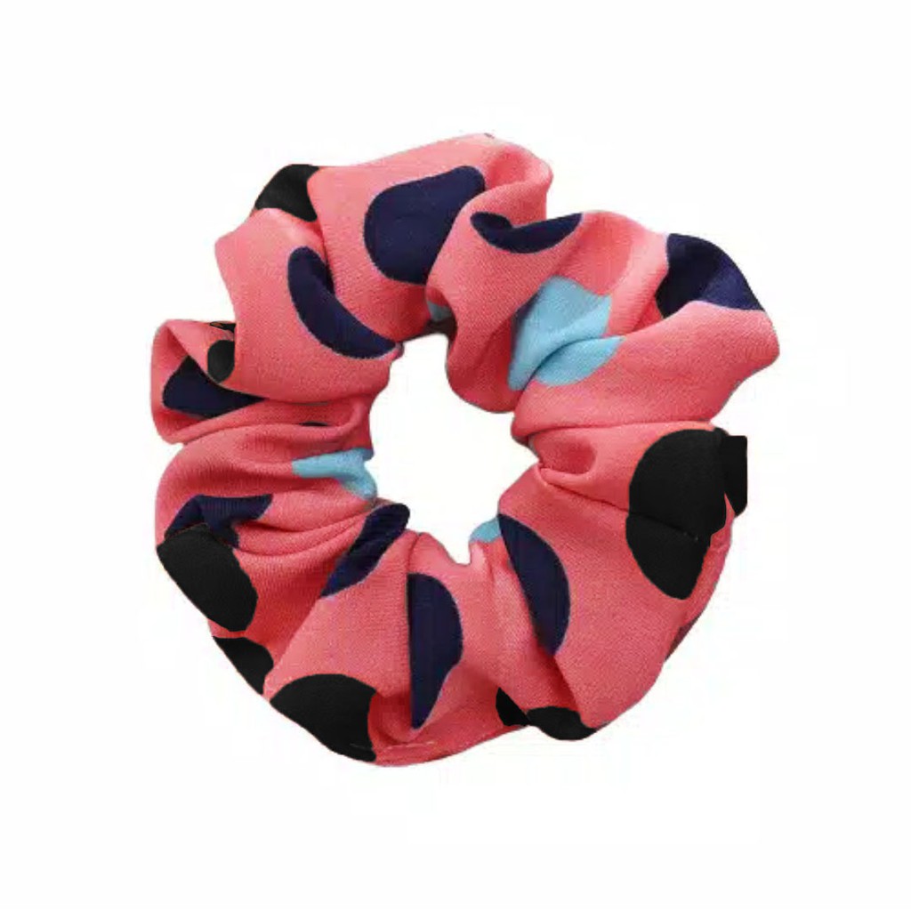 Ikat rambut kerut scrunchie ala korea style polkadot 2