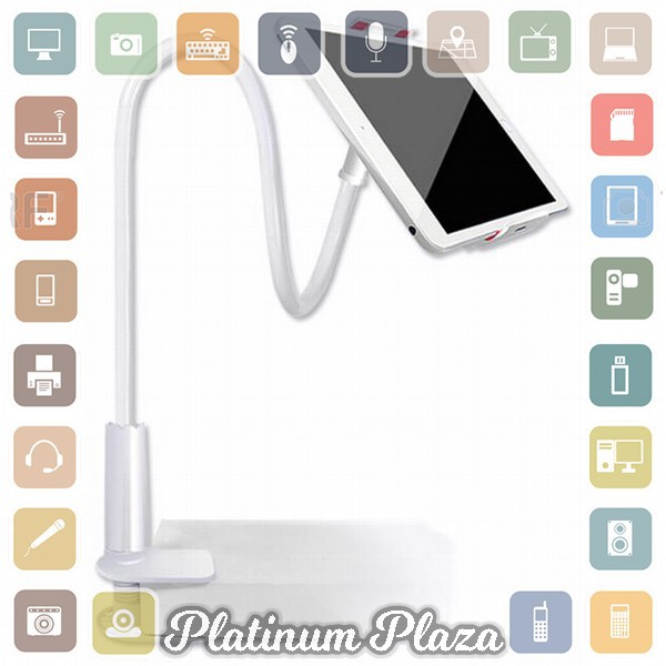 Lazypod Arm Universal Tablet PC Holder dengan Klip 360 Derajat - White`7FCE38-