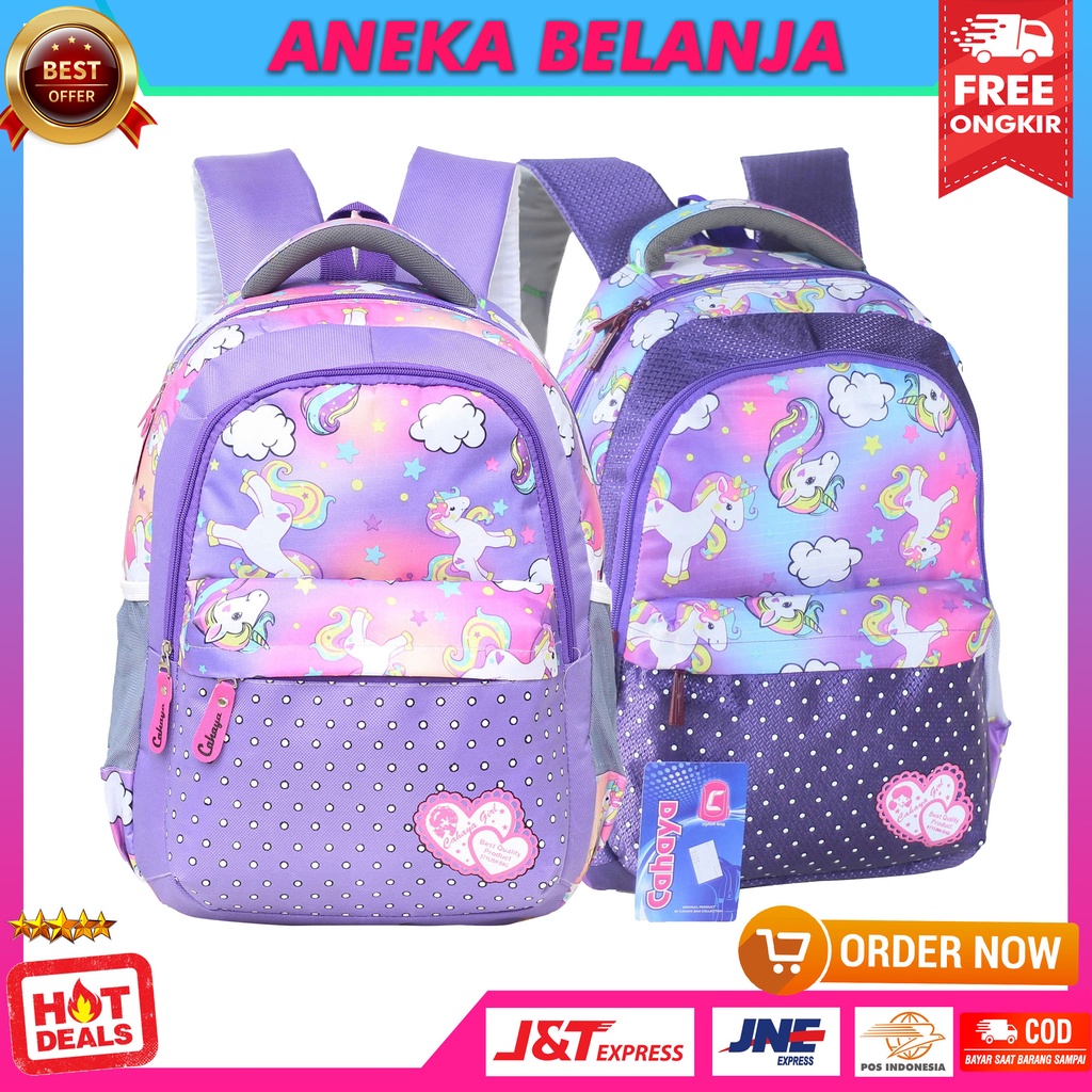 Tas Anak Sekolah Unicorn Ungu Import Bonus Raincover Ransel Anak Perempuan Motif Kuda Poni Pink Stylish Bahan Kuat Tebal Terlaris Tas Gendong Anak Cewek TK SD SMP Awet Murah Kekinian Backpack Anak Lucu Ngaji LES Terbaru Trendy Premium Berkualitas