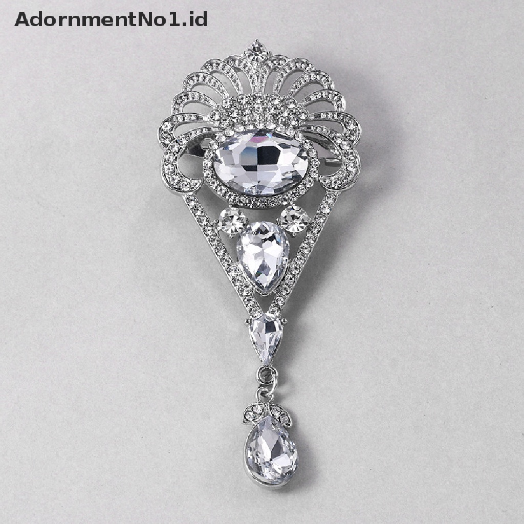 (AdornmentNo1) Bros / Pin Vintage Bentuk Tetesan Air Aksen Kristal + Berlian Imitasi Untuk Wanita / Pesta Pernikahan