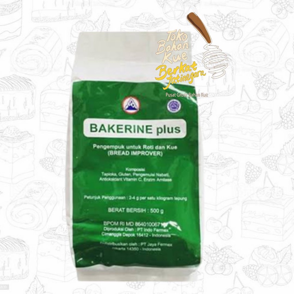 

BREAD IMPROVER BAKERINE PLUS 500 GR / PENGEMPUK & PENGHALUS ROTI DONAT / 1/2 CTN ( 10 PCS )