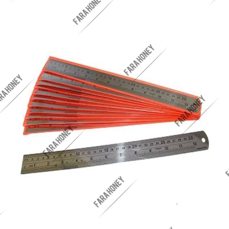 

Penggaris BESI panjang 30 cm Stainless ruler metal 30 cm murah promo
