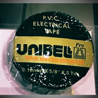 Unibel isolasi listrik PVC Electrical Tape 0.13mm x 5/8” x 5 Yards / Unibel isolasi hitam GROSIR