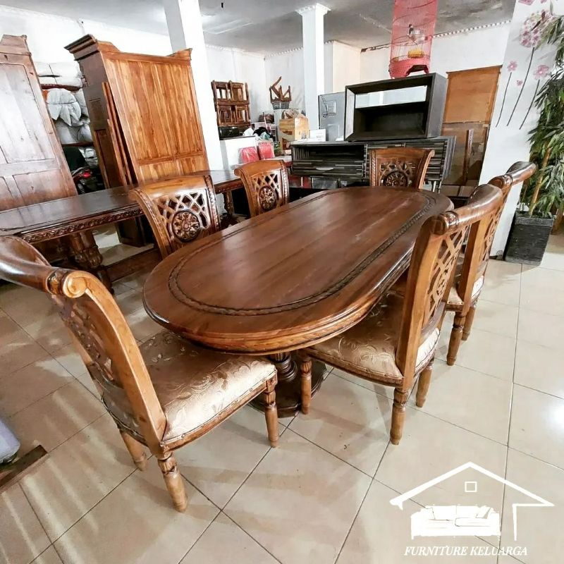 Kursi makan salina / Meja makan salina / Kursi makan jati / Meja makan jati