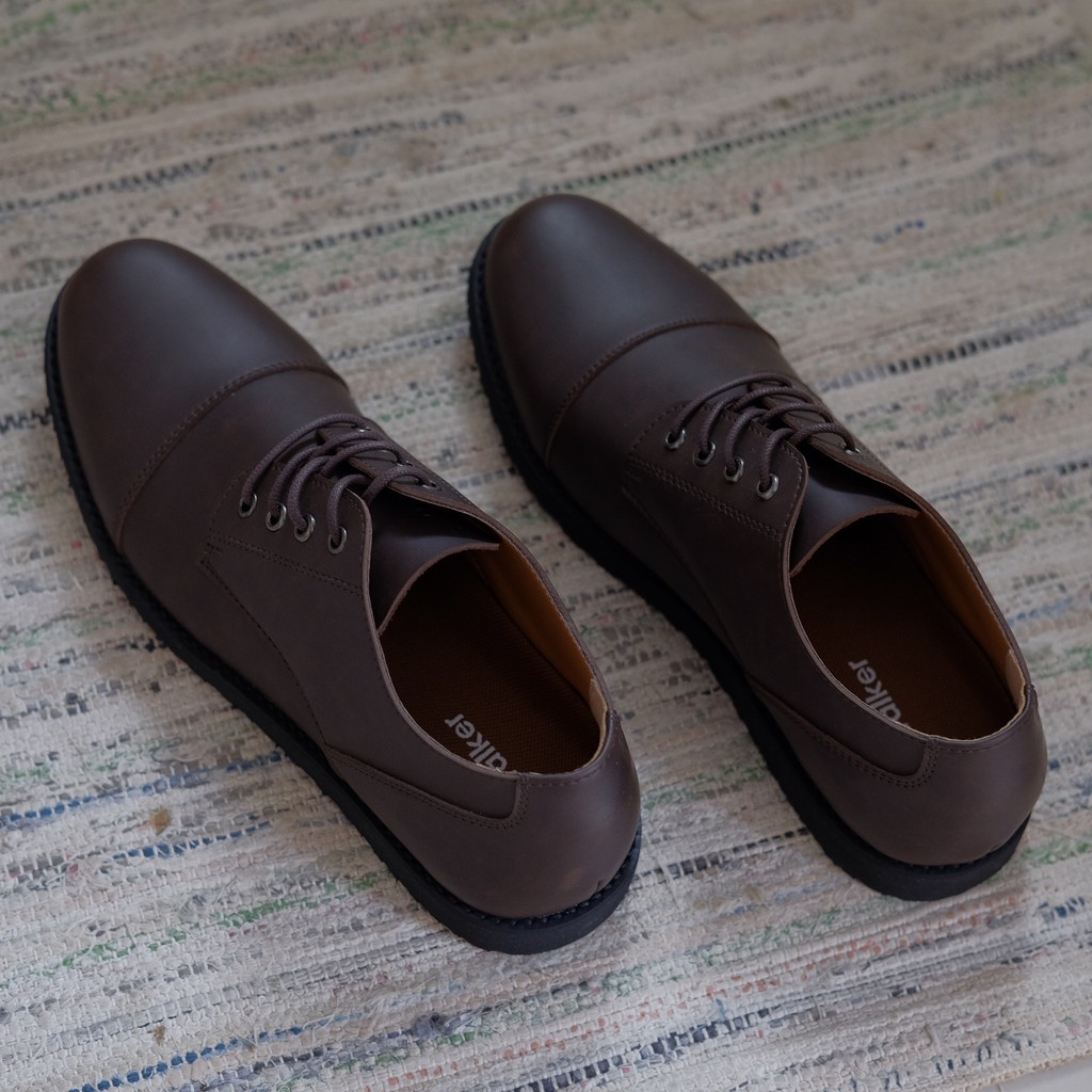 Elvaro Brown | Sepatu Pantofel Coklat Pria Casual Kerja Cowok Kantor Kasual Oxford | Oxwalker FORIND