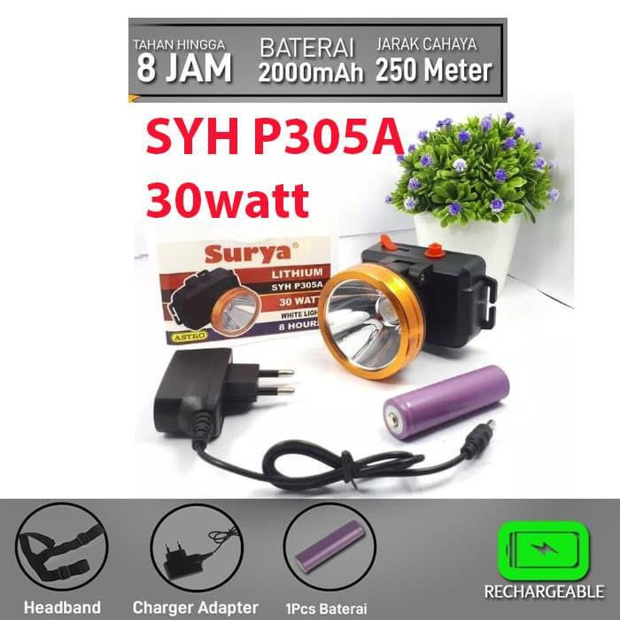 SENTER KEPALA SURYA HEADLAMP 30W SYH P305A - 30 WATT - surya astro