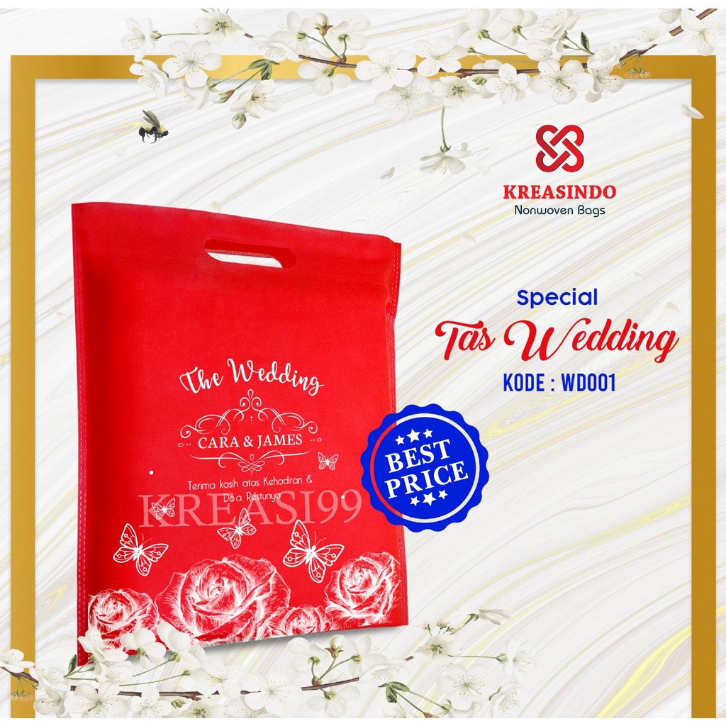 

Souvenir Wedding Tas Spunbond Mesin Plong 30x25x10cm SABLON WD001 MURAAH & HIGH QUALITY!!