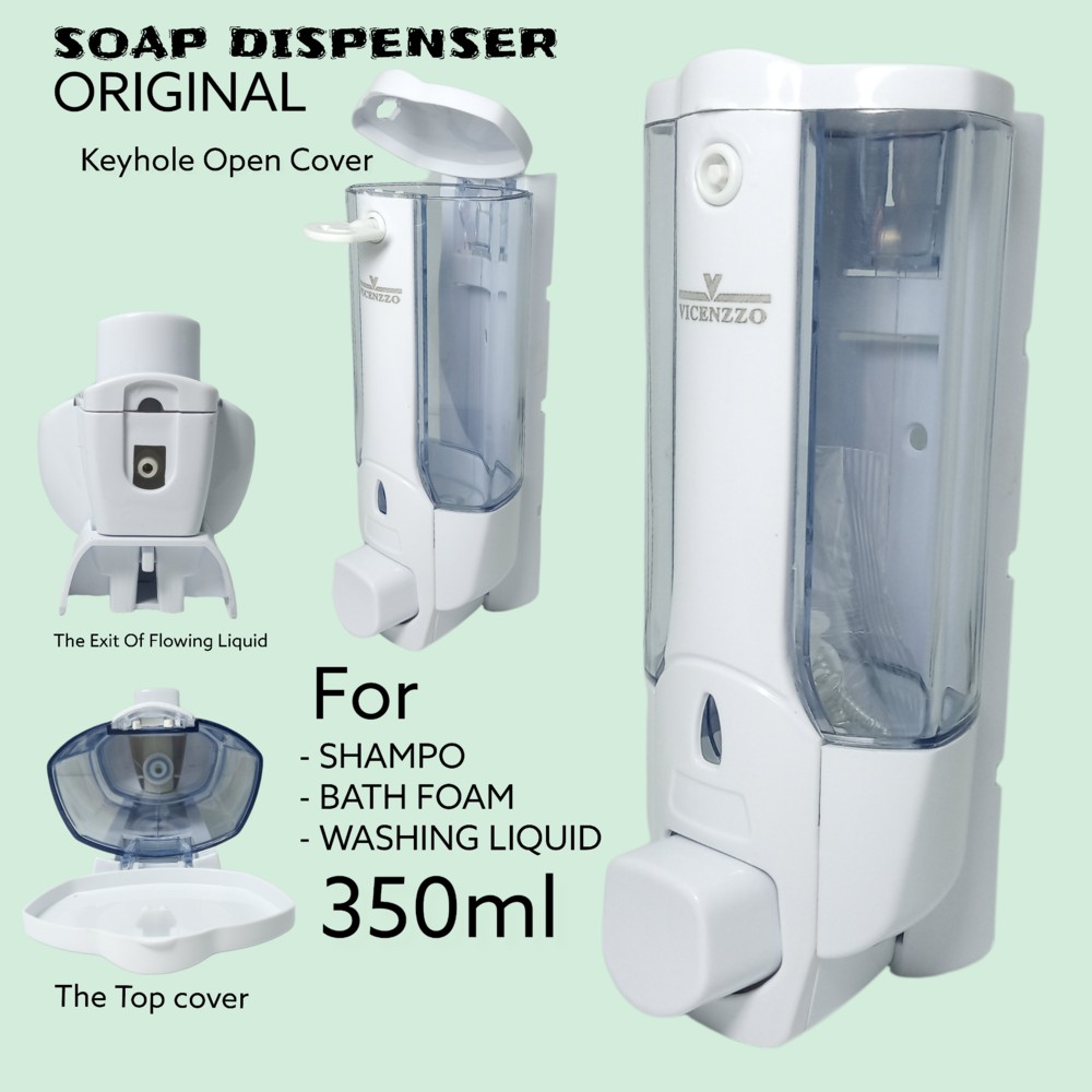 Tempat Sabun Cair Dispenser Soap 350ml Sabun Single Touch Original Vicenzzo 9015