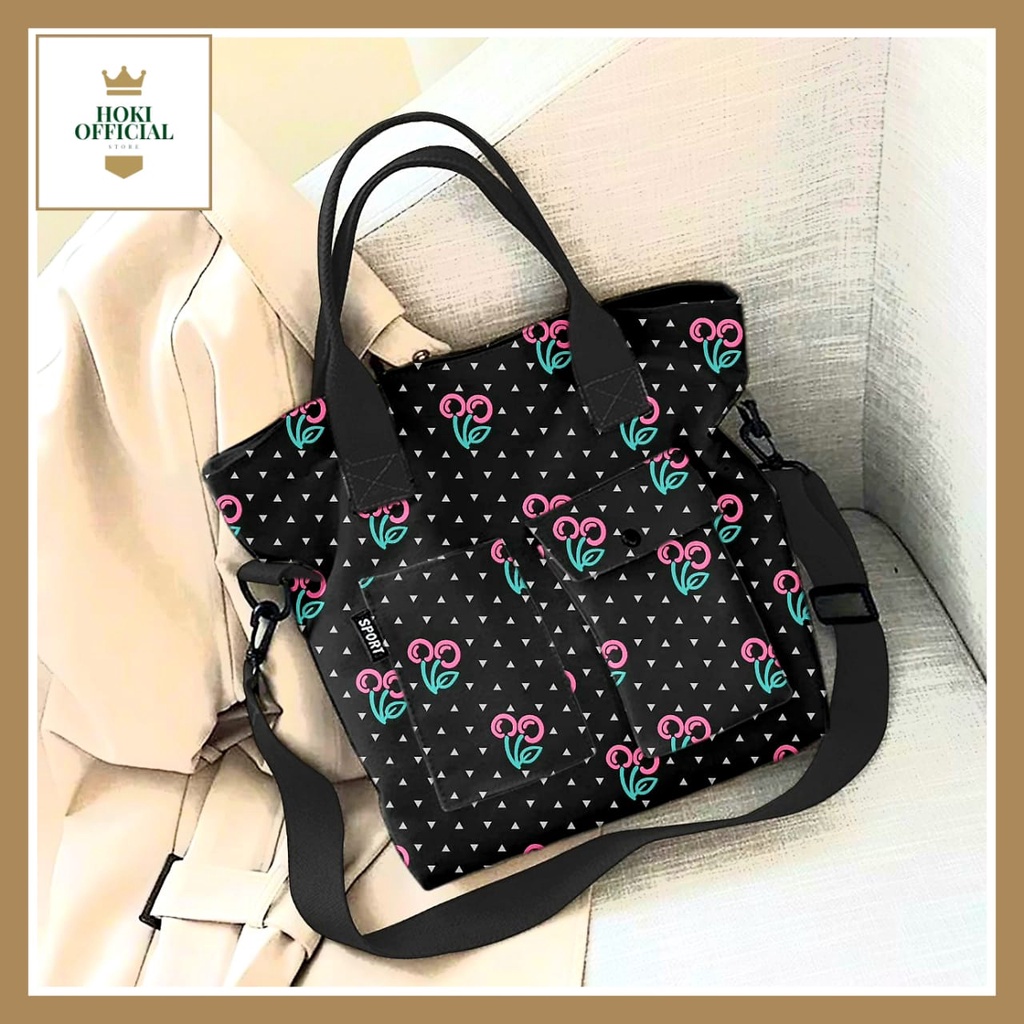 [COD] Tas Selempang Wanita Bahan Nilon Warna Putih Hitam Polos Ada Slot Laptop 16 Inch Tas Bahu Wanita Gaya Korea Trendy Stylish HokiOfficial