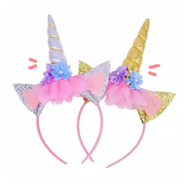 Bando Unicorn Warna Pink Silver Terlaris Aksesoris Bandana Anak Lucu Gemas Pita Kunciran Unicorn