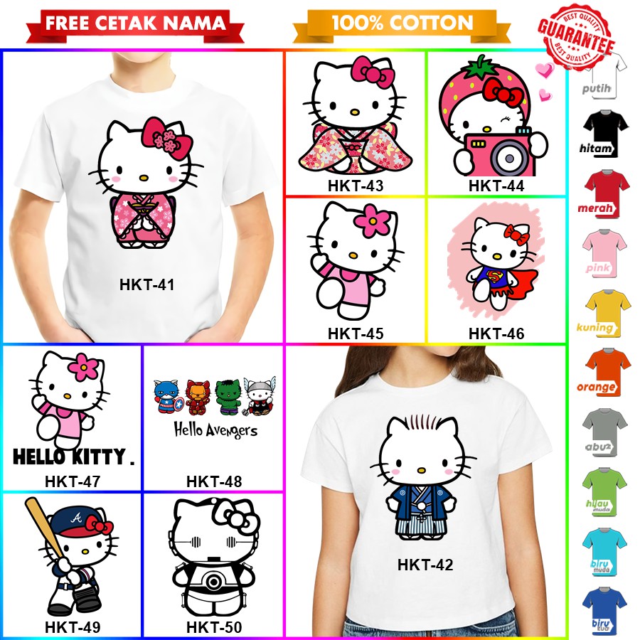 [FREE NAMA!!] Baju Kaos COUPLE HELLO KITTY BANYAK MOTIF