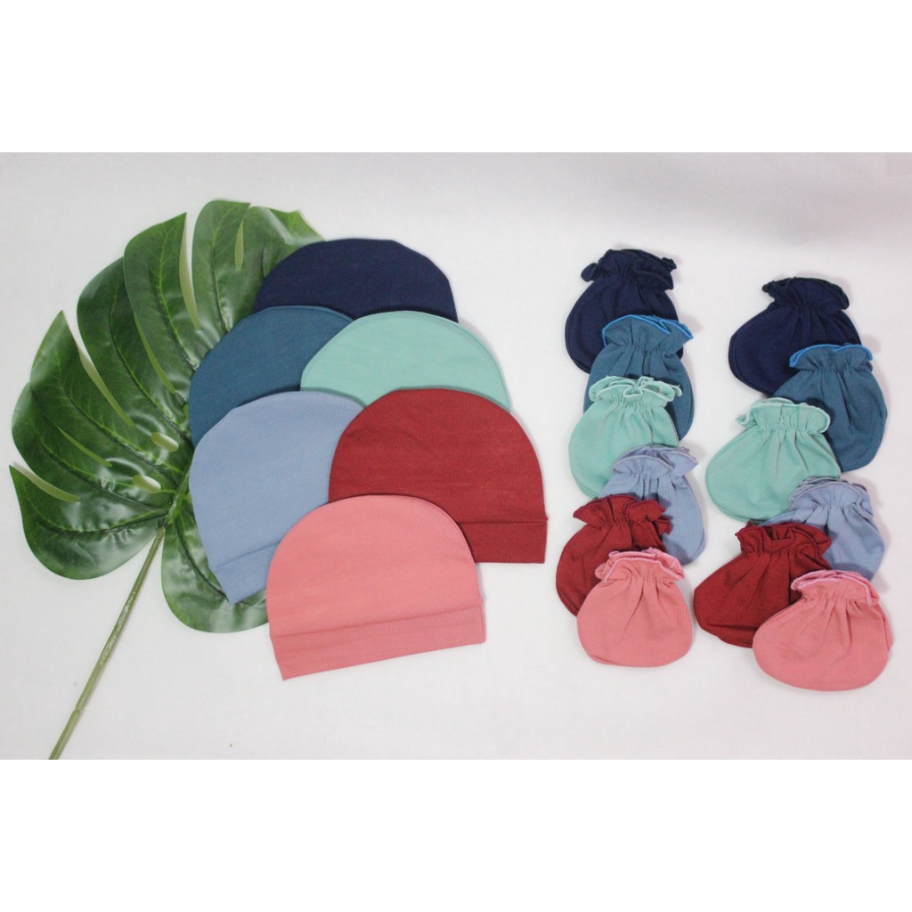 TOPI SET BAYI VINATA POLOS / SET SARUNG TANGAN KAKI + TOPI BAYI  VINATA