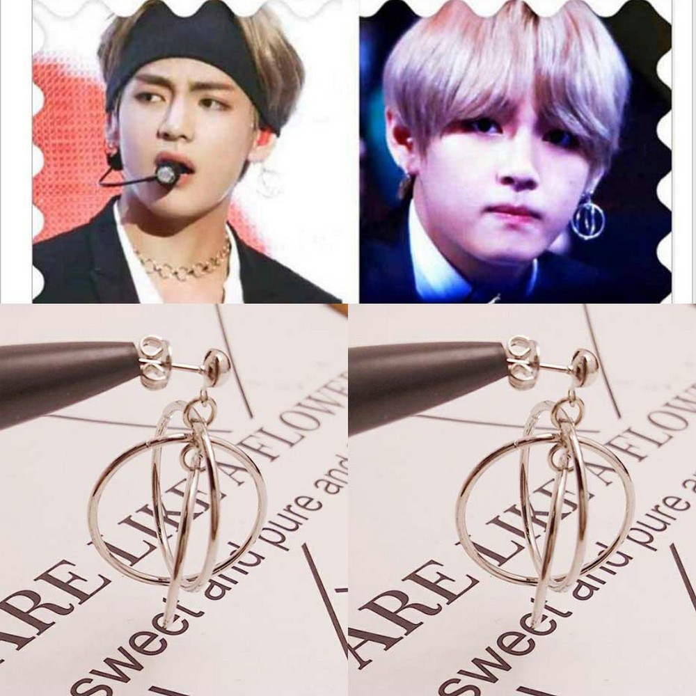 Anting Tusuk Jepit KPOP BTS V JIN untuk Pria Wanita Earring Bangtan Boys Anting BTS