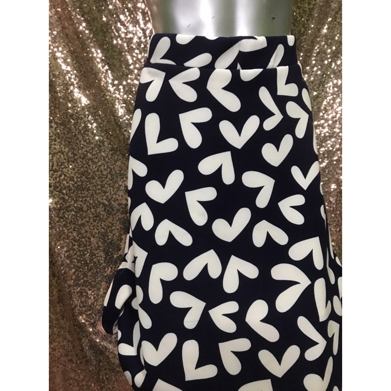 Preloved Rok Motif Love Pendek Payung Kembang Navy