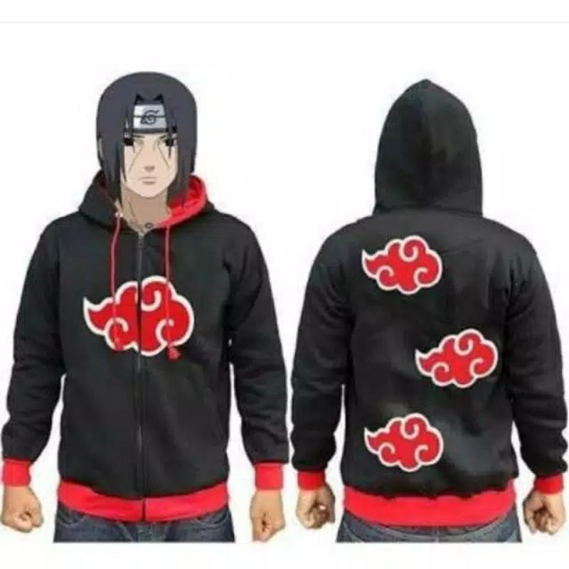 FASION JAKET SWEATER HOODIE PRIA-WANITA WIBU ANIME NARUTO AKATSUKI COOWPLAY KEREN TERLARIS-JAKET ANA
