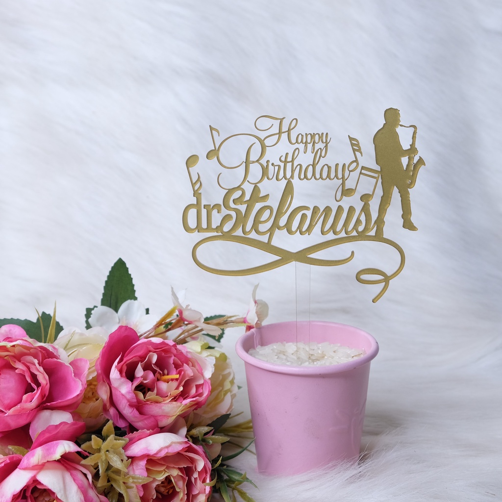 Cake Topper Happy Birthday Tema Alat Musik