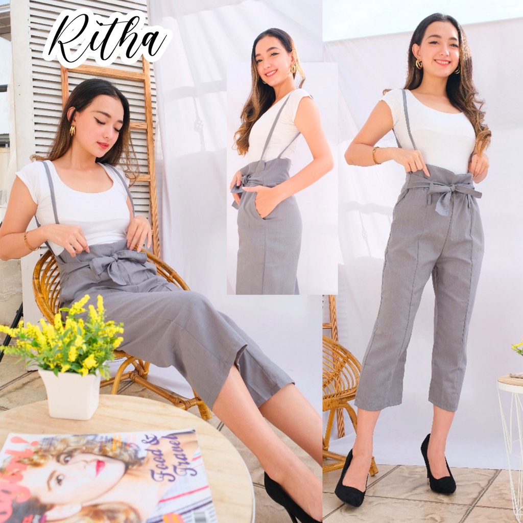 Toply Shop COD Overall ritha jampsuit wanita korean