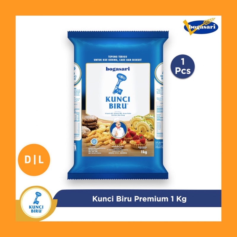 

Tepung Terigu Kunci Biru 1kg / Bogasari Premium 1 Kg